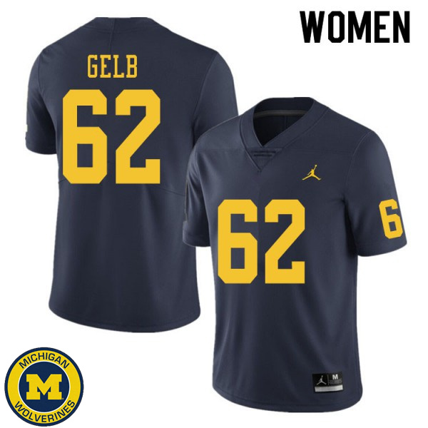 Women Michigan Wolverines #62 Mica Gelb Navy Stitched Football Jersey